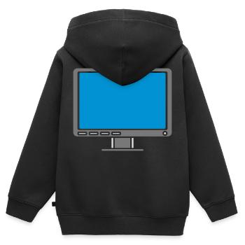 Ordinateur d’affichage d’écran de conception - Sweat Premium à capuche zippé enfant bio - noir - Dos - AI Model Kid Male (0cm)