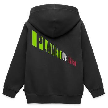 Planète sur le devis de profit - Sweat Premium à capuche zippé enfant bio - noir - Dos - AI Model Kid Male (0cm)
