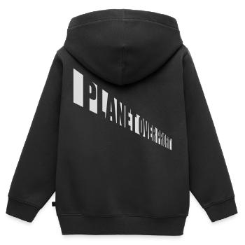 Planète sur le devis de profit - Sweat Premium à capuche zippé enfant bio - noir - Dos - AI Model Kid Male (0cm)