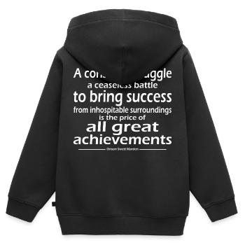 Une lutte constante Une bataille incessante apporte le succès - Sweat Premium à capuche zippé enfant bio - noir - Dos - AI Model Kid Male (0cm)