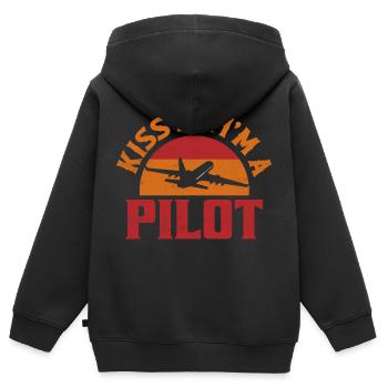 Kiss Me I'm A Pilot Airline Aviation - Kinder Premium Organic Zip Hoodie - Schwarz - Hinten - AI Model Kid Male (0cm)