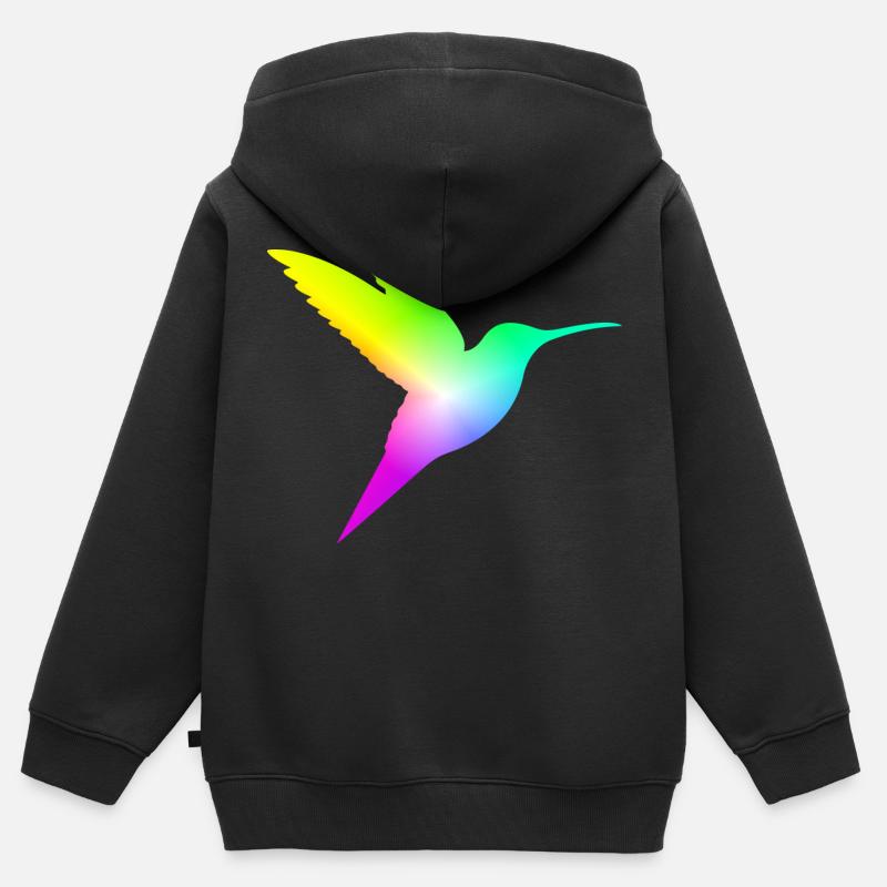 Gradient Bird - Kinder Premium Organic Zip Hoodie - Schwarz