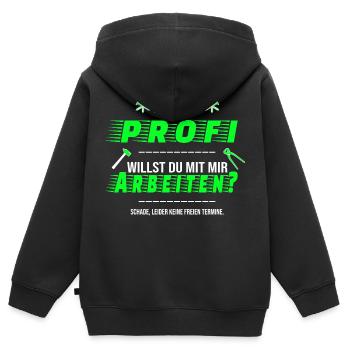 Ich bin Profi Arbeiten Handwerker Termine Spruch - Kinder Premium Organic Zip Hoodie - Schwarz - Hinten - AI Model Kid Male (0cm)