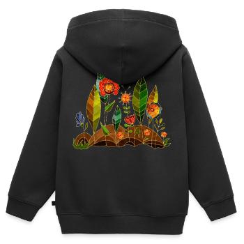 Fleur - Sweat Premium à capuche zippé enfant bio - noir - Dos - AI Model Kid Male (0cm)