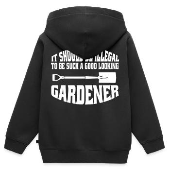 Jardinier Verger Cadeau Hobby Jardinier Jardin - Sweat Premium à capuche zippé enfant bio - noir - Dos - AI Model Kid Male (0cm)