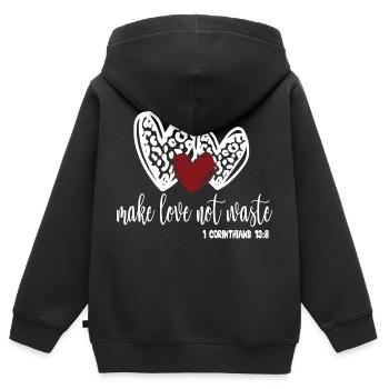 Make Love Not Waste - Kids Premium Organic Zip-up Hoodie - black - Back - AI Model Kid Male (0cm)