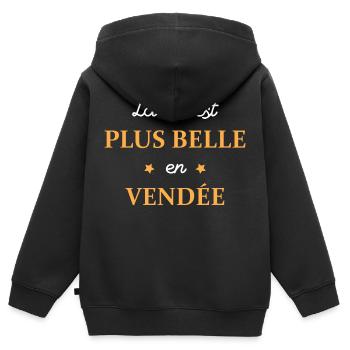 La vie est plus belle en Vendée - Sweat Premium à capuche zippé enfant bio - noir - Dos - AI Model Kid Male (0cm)