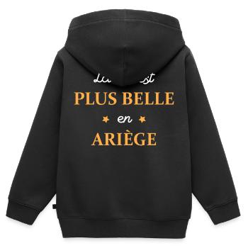 La vie est plus belle en Ariège - Sweat Premium à capuche zippé enfant bio - noir - Dos - AI Model Kid Male (0cm)