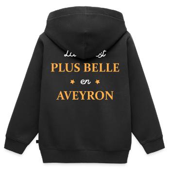 La vie est plus belle en Aveyron - Sweat Premium à capuche zippé enfant bio - noir - Dos - AI Model Kid Male (0cm)
