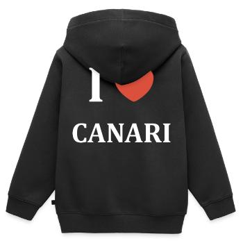 i love Canari - Sweat Premium à capuche zippé enfant bio - noir - Dos - AI Model Kid Male (0cm)