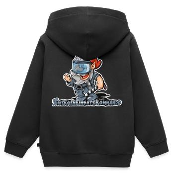 Zwerg vom ZEK - Kinder Premium Organic Zip Hoodie - Schwarz - Hinten - AI Model Kid Male (0cm)