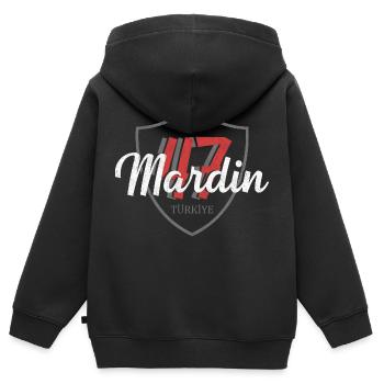 mardi - Sweat Premium à capuche zippé enfant bio - noir - Dos - AI Model Kid Male (0cm)