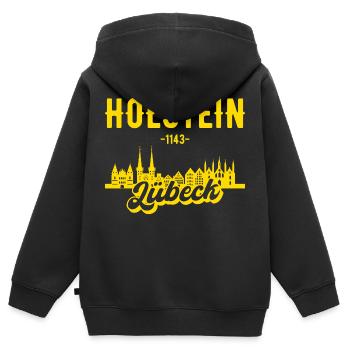 Lübeck Lübecker Heimat Geschenk - Kinder Premium Organic Zip Hoodie - Schwarz - Hinten - AI Model Kid Male (0cm)