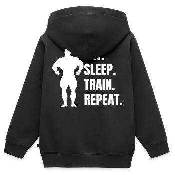 Fitness Krafttraining Sportler Muskel Bodybuilder - Kinder Premium Organic Zip Hoodie - Schwarz - Hinten - AI Model Kid Male (0cm)