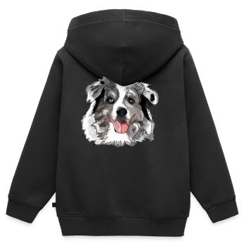 Border Collie - Kinder Premium Organic Zip Hoodie - Schwarz - Hinten - AI Model Kid Male (0cm)