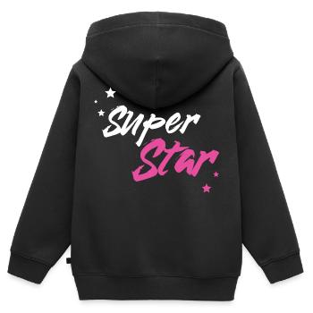 Super Star - Kinder Premium Organic Zip Hoodie - Schwarz - Hinten - AI Model Kid Male (0cm)