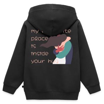 Mein Lieblingsort ist in deiner Umarmung - Kinder Premium Organic Zip Hoodie - Schwarz - Hinten - AI Model Kid Male (0cm)