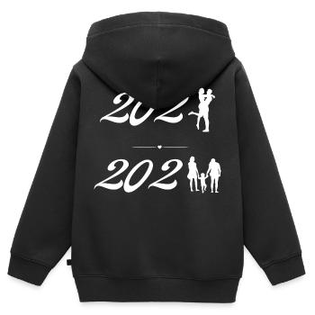Annonce grossesse 2023 - Sweat Premium à capuche zippé enfant bio - noir - Dos - AI Model Kid Male (0cm)