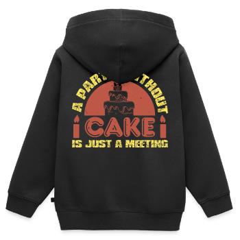 EINE PARTY OHNE KUCHEN IST NUR EIN MEETING - Kinder Premium Organic Zip Hoodie - Schwarz - Hinten - AI Model Kid Male (0cm)