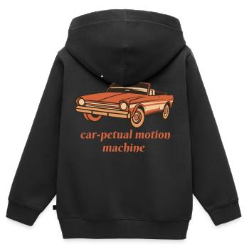 I'm A Real CAR-Petual Motion Machine Retro Car - Kinder Premium Organic Zip Hoodie - Schwarz - Hinten - AI Model Kid Male (0cm)