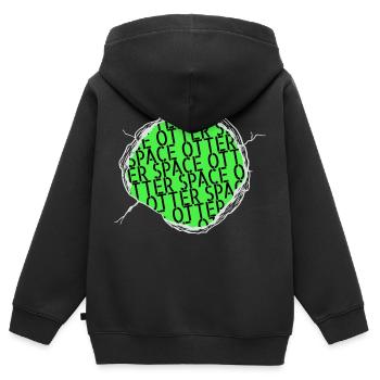 birthday present earth space ship believe - Kids Premium Organic Zip-up Hoodie - black - Back - AI Model Kid Male (0cm)