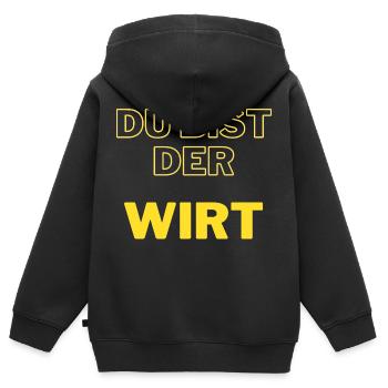 DU BIST DER WIRT - Kinder Premium Organic Zip Hoodie - Schwarz - Hinten - AI Model Kid Male (0cm)
