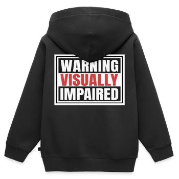 Visually Impaired Warning - Kids Premium Organic Zip-up Hoodie - black - Back - AI Model Kid Male (0cm)