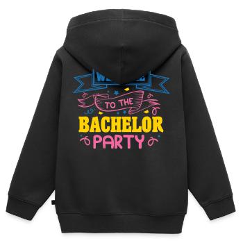 WILLKOMMEN AUF DEM JUNGGESELLENABSCHIED - Kinder Premium Organic Zip Hoodie - Schwarz - Hinten - AI Model Kid Male (0cm)