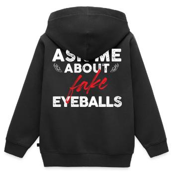 Posez-moi des questions sur les faux globes oculaires Conception pour une taxidermie - Sweat Premium à capuche zippé enfant bio - noir - Dos - AI Model Kid Male (0cm)