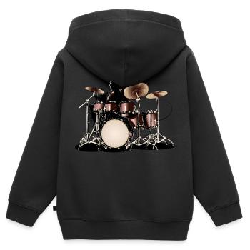 Schlagzeuger - Kinder Premium Organic Zip Hoodie - Schwarz - Hinten - AI Model Kid Male (0cm)