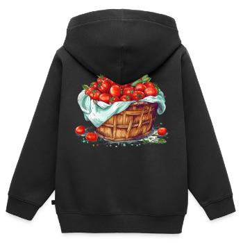 A basket filled with tomatoes, transparent - Kids Premium Organic Zip-up Hoodie - black - Back - AI Model Kid Male (0cm)