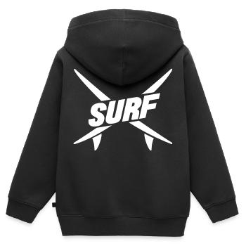 Surfing Surfboard Surfer Geschenkidee - Kinder Premium Organic Zip Hoodie - Schwarz - Hinten - AI Model Kid Male (0cm)