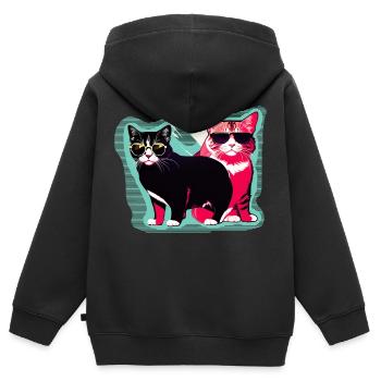 chats cool - Sweat Premium à capuche zippé enfant bio - noir - Dos - AI Model Kid Male (0cm)