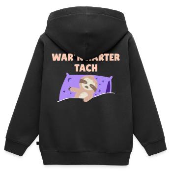 War`n harter Tach Feierabend Morgenmuffel Faultier - Kinder Premium Organic Zip Hoodie - Schwarz - Hinten - AI Model Kid Male (0cm)