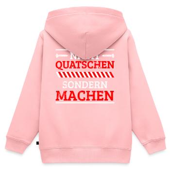 Nicht quatschen sondern machen handwerker spruch - Kinder Premium Organic Zip Hoodie - Rosa - Hinten - AI Model Kid Female (0cm)