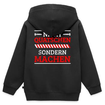 Nicht quatschen sondern machen handwerker spruch - Kinder Premium Organic Zip Hoodie - Schwarz - Hinten - AI Model Kid Male (0cm)