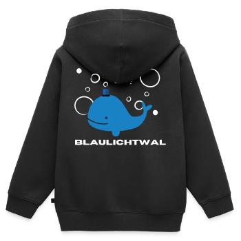 Blaulichtwal mit Luftblasen | Geschenk, Idee - Kinder Premium Organic Zip Hoodie - Schwarz - Hinten - AI Model Kid Male (0cm)
