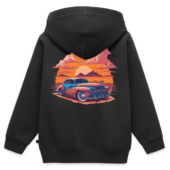 Lebendiger Sonnenuntergang in der Wüste - Kinder Premium Organic Zip Hoodie - Schwarz - Hinten - AI Model Kid Male (0cm)