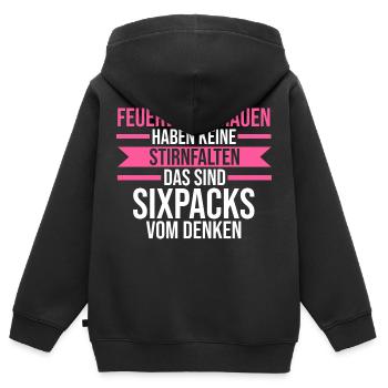 Feuerwehr Feuerwehrfrau - Kinder Premium Organic Zip Hoodie - Schwarz - Hinten - AI Model Kid Male (0cm)