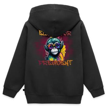 Stimmen Sie für APE presidente - Kinder Premium Organic Zip Hoodie - Schwarz - Hinten - AI Model Kid Male (0cm)