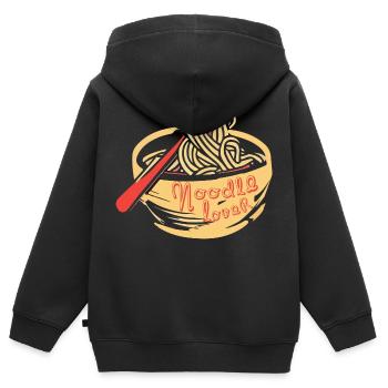 NUDELN - Kinder Premium Organic Zip Hoodie - Schwarz - Hinten - AI Model Kid Male (0cm)