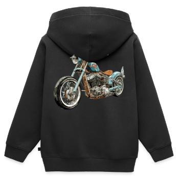 Eternel chopper - Sweat Premium à capuche zippé enfant bio - noir - Dos - AI Model Kid Male (0cm)