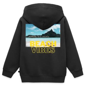 Beach 9 - Kinder Premium Organic Zip Hoodie - Schwarz - Hinten - AI Model Kid Male (0cm)