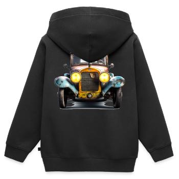 Jeder Oldtimer hat eine Persönlichkeit - Kinder Premium Organic Zip Hoodie - Schwarz - Hinten - AI Model Kid Male (0cm)