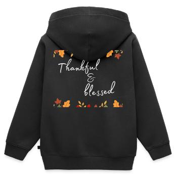 Thanksgiving - Thankful & bless Shirt - Kinder Premium Organic Zip Hoodie - Schwarz - Hinten - AI Model Kid Male (0cm)