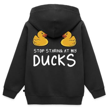 Stop Staring At My Rubber Ducks Duckling Yellow Du - Kinder Premium Organic Zip Hoodie - Schwarz - Hinten - AI Model Kid Male (0cm)