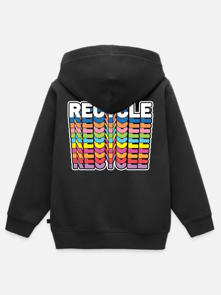 RECYCELN - Kinder Premium Organic Zip Hoodie - Schwarz