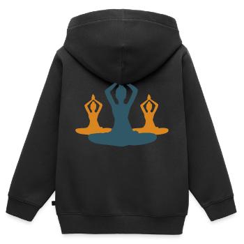 10 Siddhasana ou Achievement Yoga | Or-Rubis - Sweat Premium à capuche zippé enfant bio - noir - Dos - AI Model Kid Male (0cm)
