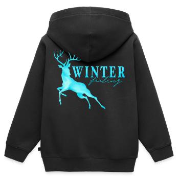 Sensation hivernale - Sweat Premium à capuche zippé enfant bio - noir - Dos - AI Model Kid Male (0cm)