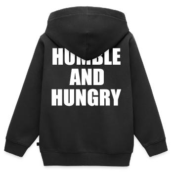 Humble and hungry - Kinder Premium Organic Zip Hoodie - Schwarz - Hinten - AI Model Kid Male (0cm)